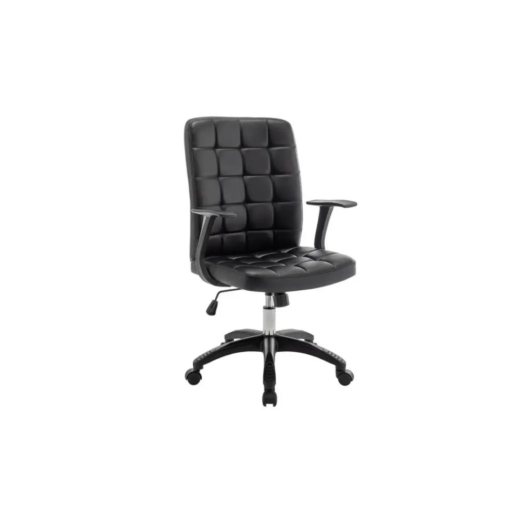 Sedia da ufficio KARDEN - Tessuto nero - Braccioli - Girevole - Piedi in metallo - Stile ergonomico e contemporaneo