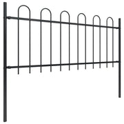 Recinzione da Giardino | Recinzione da cortile con Parte Superiore ad Anello in Acciaio 537x80 cm Nera