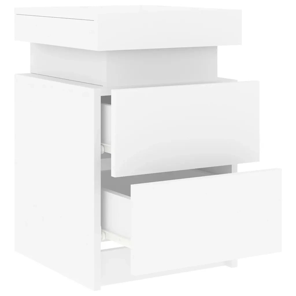 Set di 2 Comodini | Armadio da Notte | Mobiletto da notte con Luci LED Bianchi 35x39x55 cm