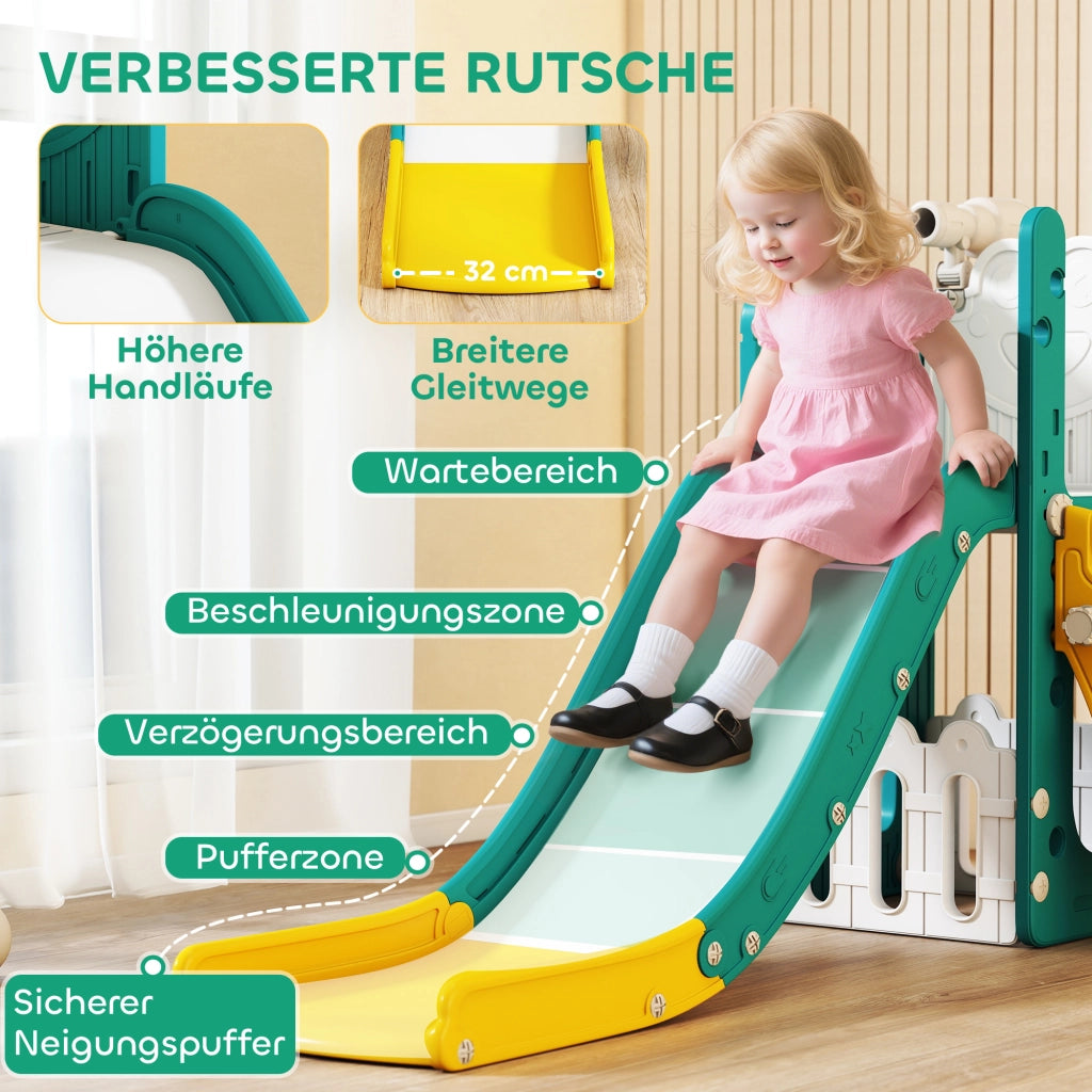 Set Scivolo 5 in 1 con Canestro Basket ¨C Xylo ¨C Giallo e Verde
