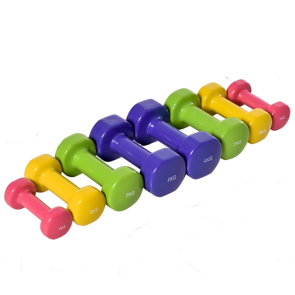 Set 4 Manubri Pesi Esagonali Totale 20KG in Acciaio e PU