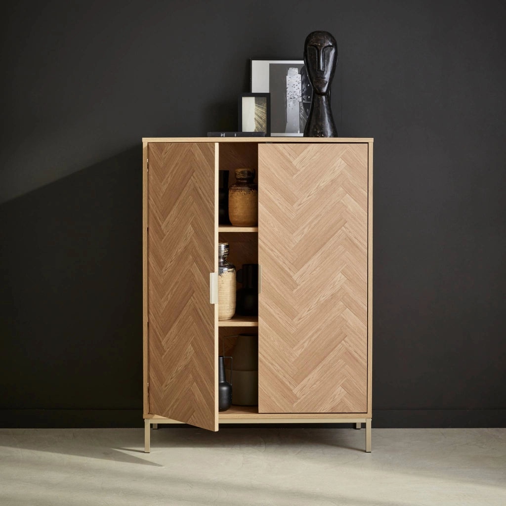 Credenza effetto legno a 2 ante, 80cm, marrone naturale
