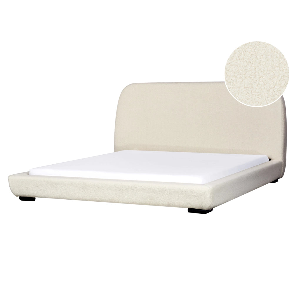 Struttura letto a doghe Beige Chiaro Poliestere Boucle Tessuto imbottito 180 x 200 cm Design classico tradizionale