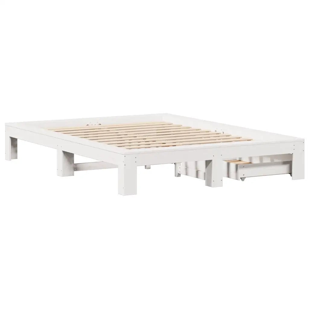 Letto senza Materasso-Struttura Letto Bianco 140x200 cm Legno Massello di Pino 399948