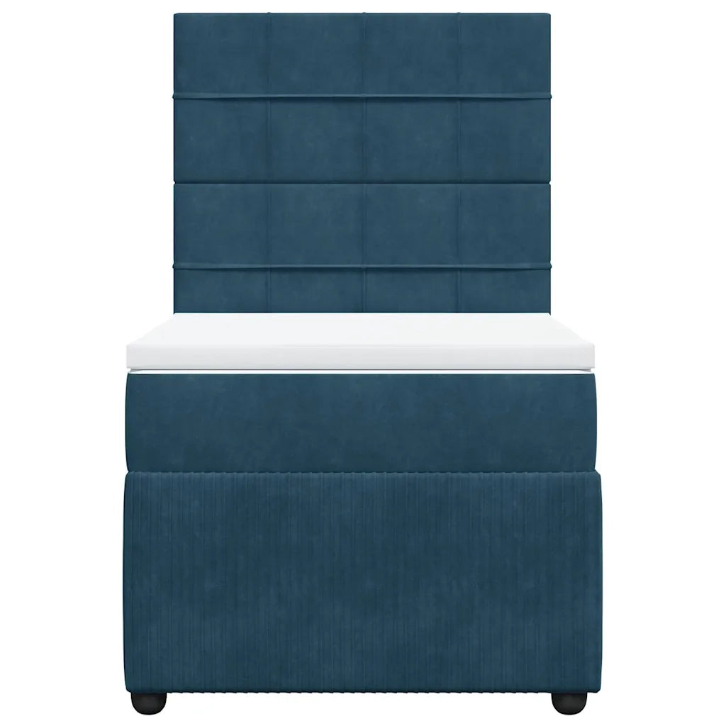 Giroletto a Molle con Materasso Blu Scuro 90x200 cm in Velluto 3292242