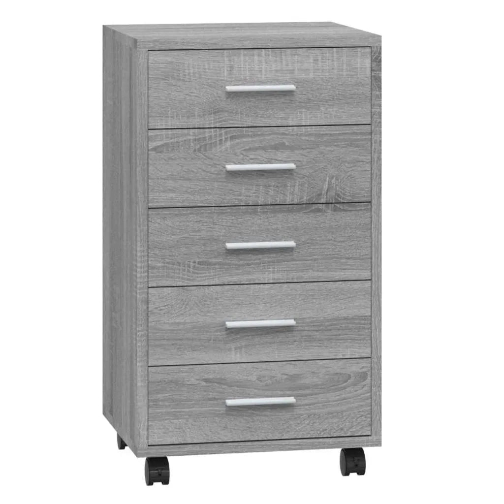 Cassettiera con Ruote grigio sonoma in Legno Multistrato 342675