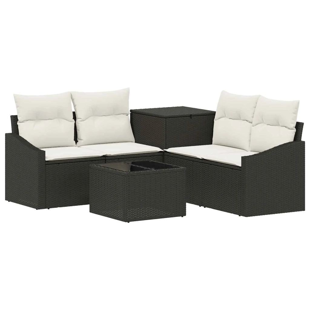 Set di divani 6 pz Nero e Bianco Crema 3447281