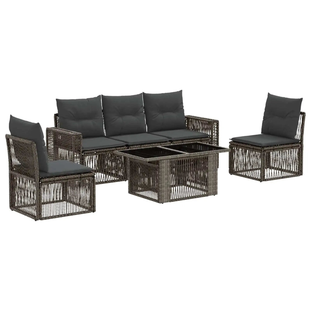 Set Divano da Giardino 6 pz Grigio e Grigio Scuro polyrattan 3436769