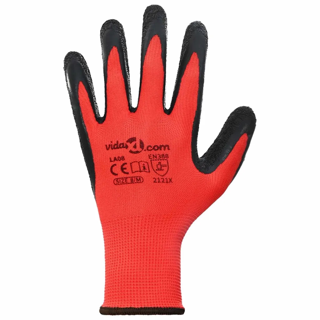 Guanti da Lavoro 24 pcs Rosso e Nero 8 / m 42020693