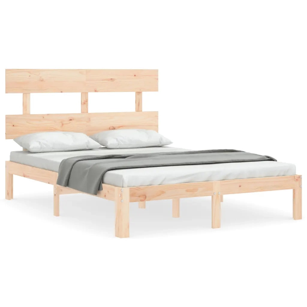 Letto senza Materasso-Struttura Letto 140x190 cm in Legno Massello di Pino 513508