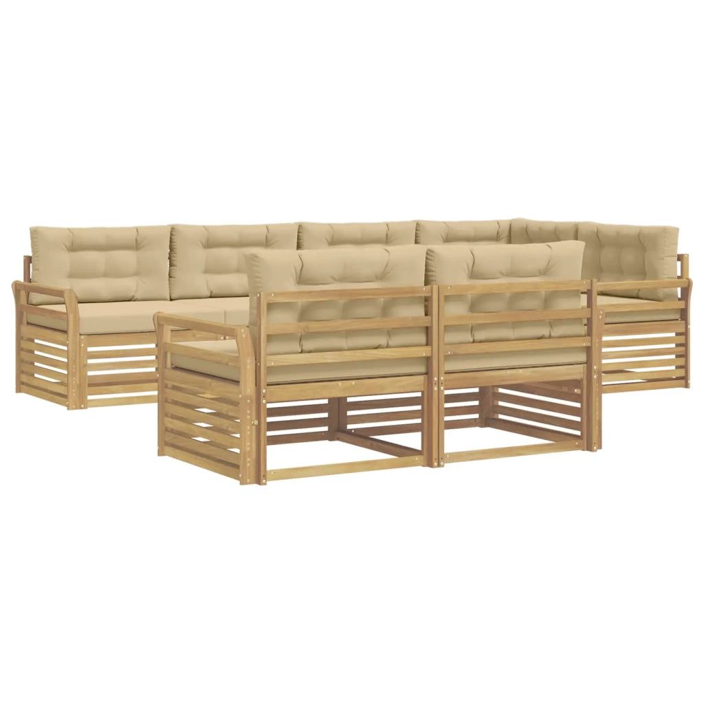 Set di divani da esterno 7 pz Bianco e Beige Poliestere 3390648