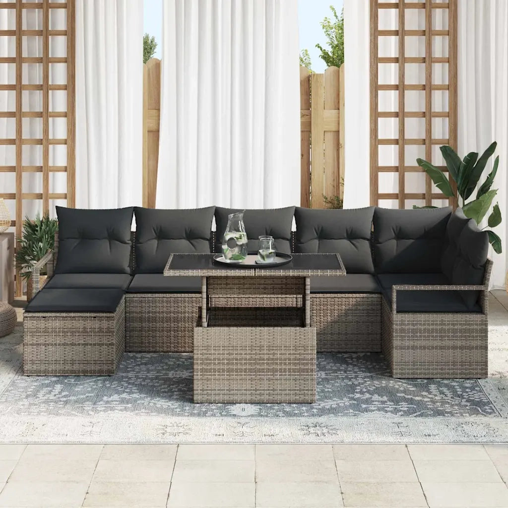 Set Divano da Giardino con cuscino 8 pcs Grigio