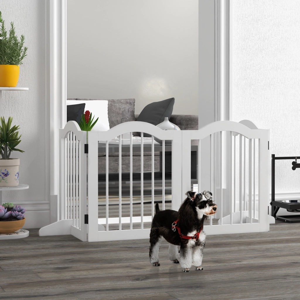 Cancello per cani pieghevole ¨C Minimal ¨C MDF/legno massello, 4 pannelli, bianco