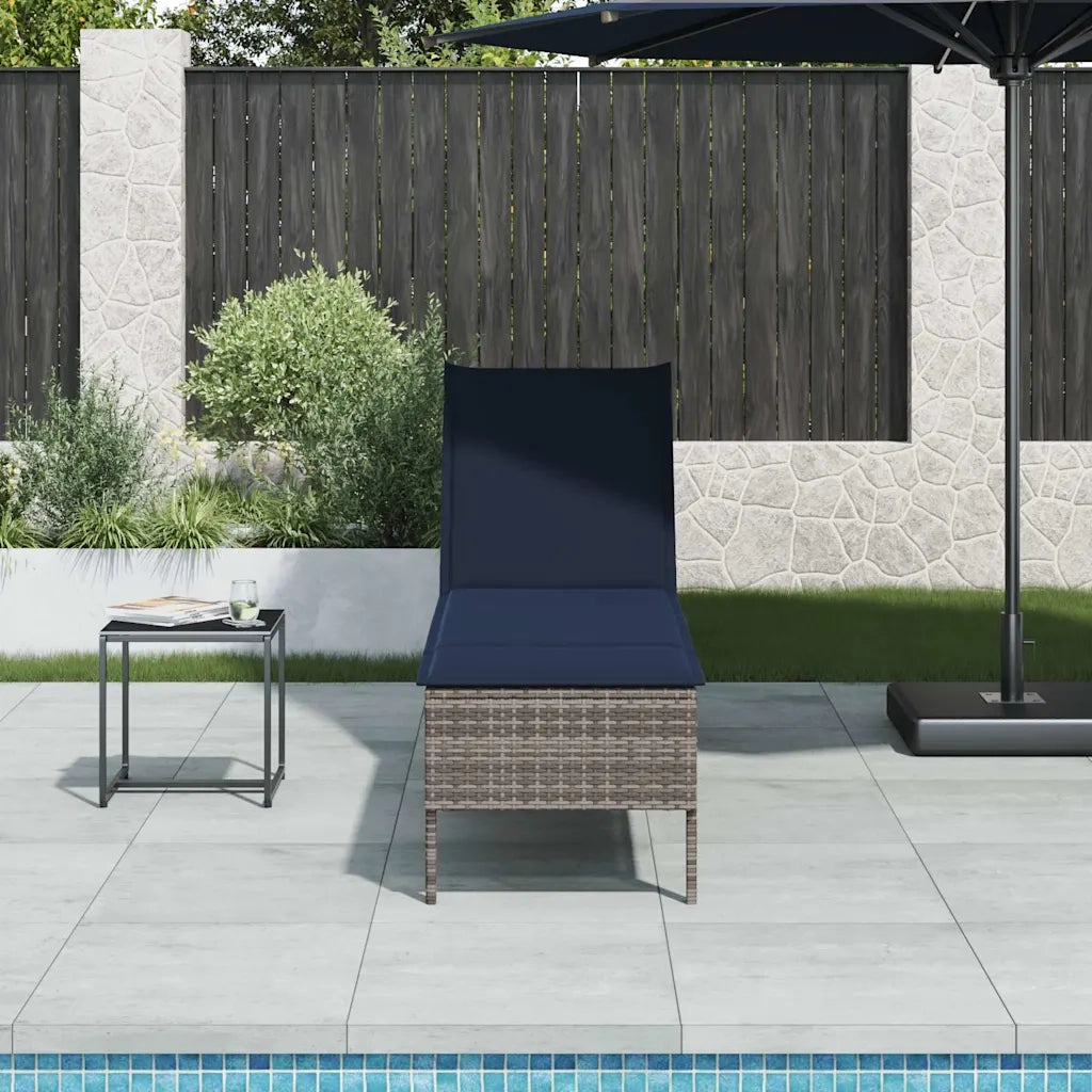 Lettino Prendisole con Cuscino Grigio 55x200x44cm in Polyrattan 4104106