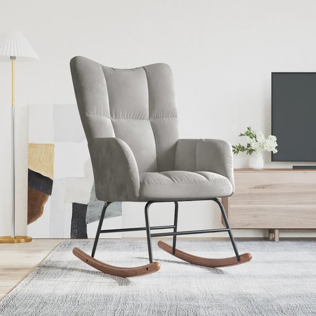 Sedia a Dondolo Grigio Chiaro in Velluto 328139