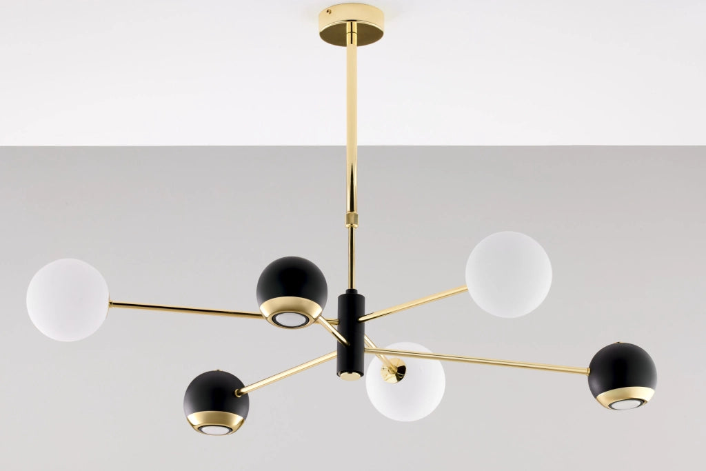 Lampada a sospensione MOKA oro/nero 6 luci G9+GU10 Jupiter