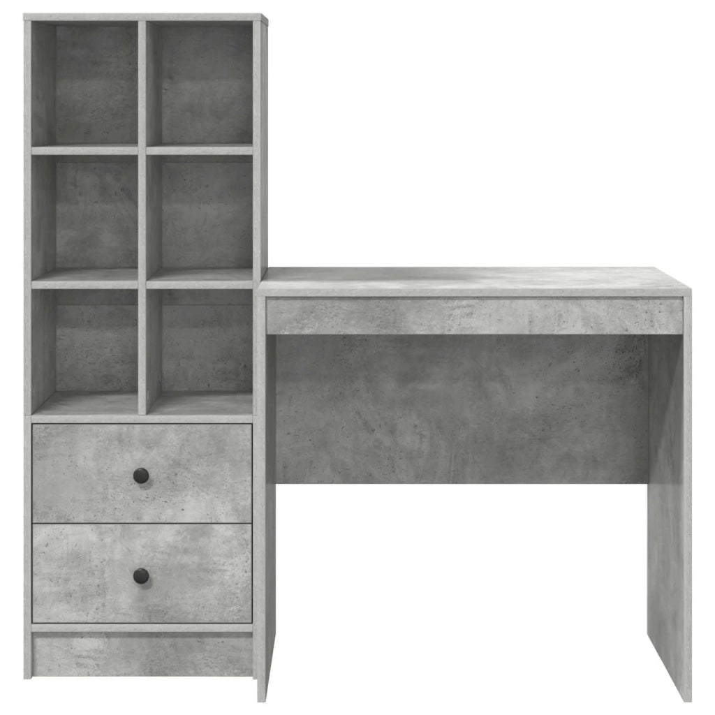Scrivania con cassetto con lo scaffale 2 pcs Grigio cemento 3337356