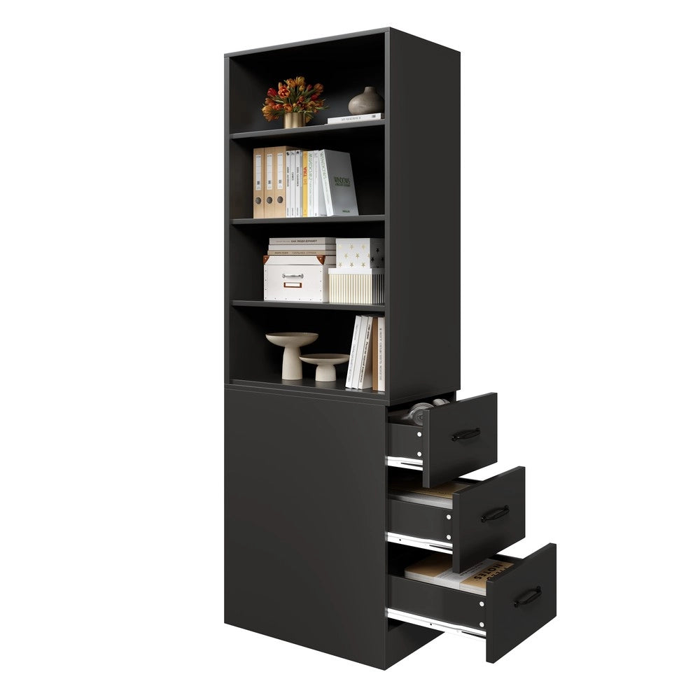 Libreria Alta e Stretta con Cassetti e Ripiani Regolabili ¨C Xylo ¨C Bianco