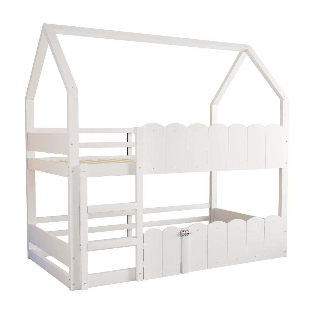 letto a castello legno bianco 90 x 200 cm