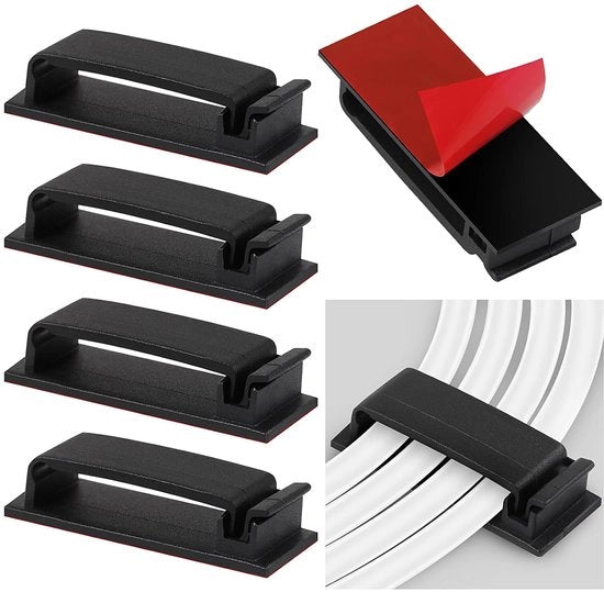 Clip klevende per cavo per auto e ufficio - 50 pezzi - nero - 45 mm x 19 mm