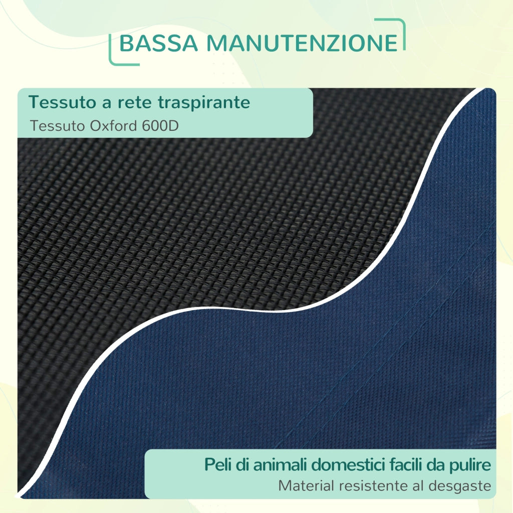 Letto per Cani ¨C Minimal ¨C Blu, Tessuto Oxford e Metallo, 76x61x18 cm