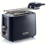 Ariete 157 Tostapane Breakfast, 760W, Capacità 2 fette di pane, Pinze in acciaio inox, 7 livelli di doratura, Pulsante stop, Tocco freddo, Dark & Sahara Grey