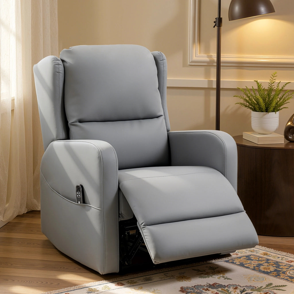 Poltrona Massaggiante Elettrica Reclinabile ¨C Minimal ¨C Grigia Similpelle