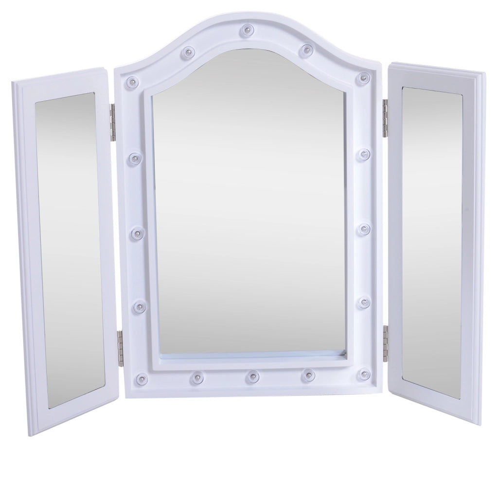 Specchio da Trucco LED Pieghevole ¨C Xylo ¨C Specchio da Tavolo Triplo con Illuminazione 73x53.5x4.5cm