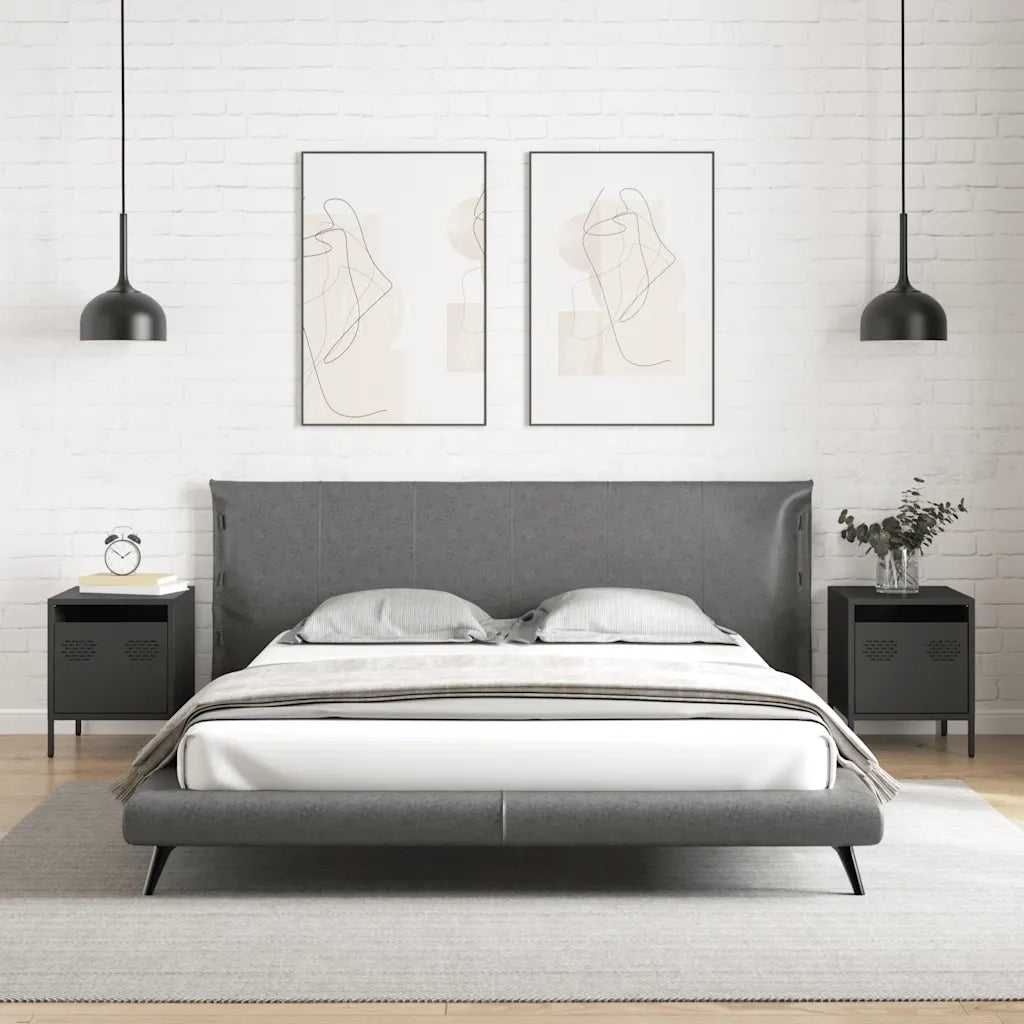 Set di 2 Comodini | Armadio da Notte | Mobiletto da notte Neri 35x39x43,5 cm in Acciaio