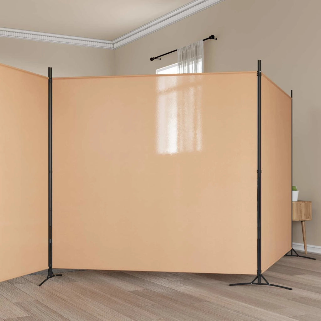 Paravento a 4 Pannelli Beige 698 x 180 cm Tessuto 42039233