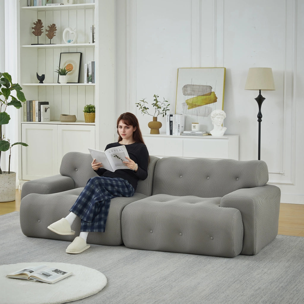 Divano 2 Posti Cloud con Braccioli Larghi e Bottoni ¨C MINIMAL ¨C Grigio