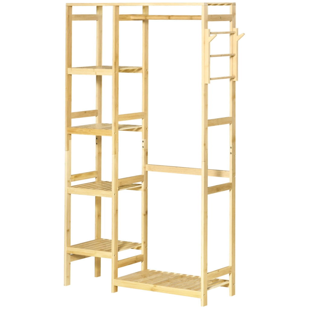 Appendiabiti a 4 Ripiani con Scaffale Inferiore ¨C Minimal ¨C 90x30x155 cm Natural