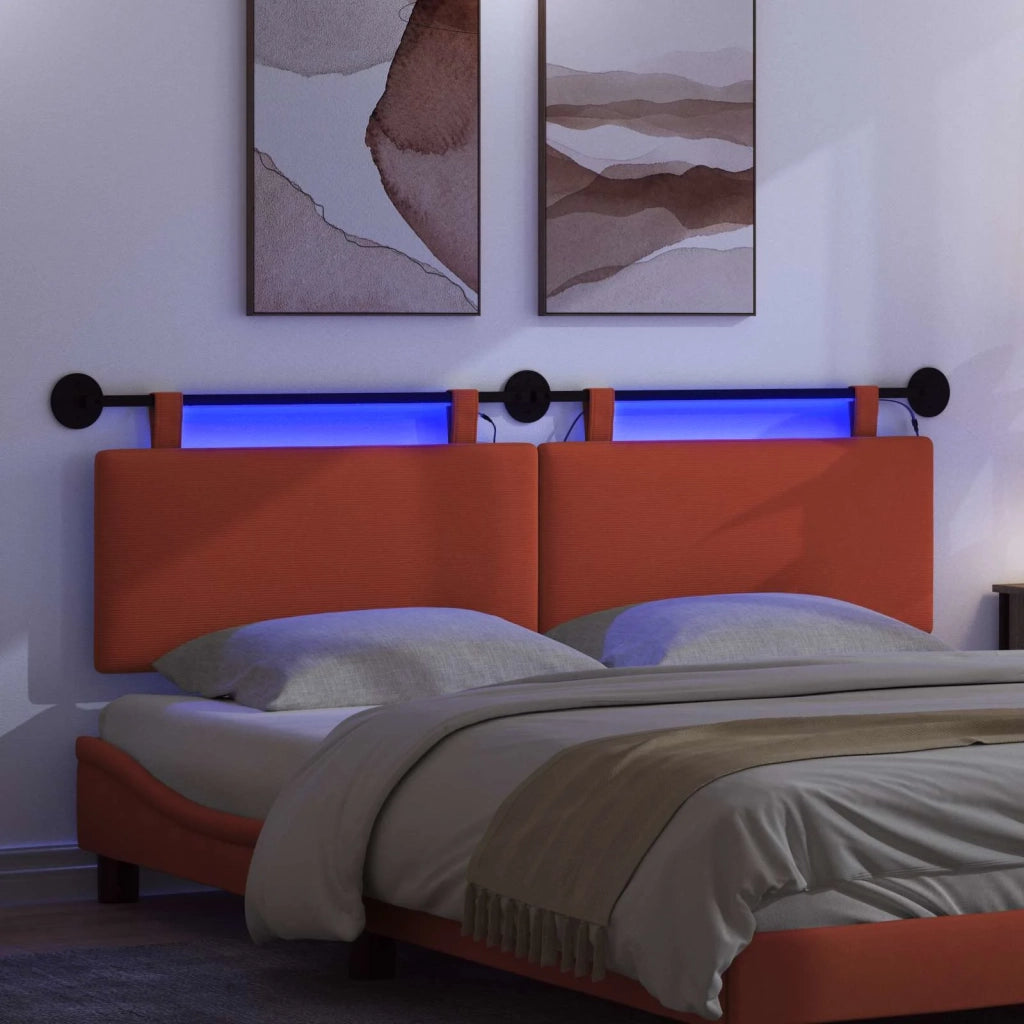 Testiera | Testata sospesa Con luce LED Rosso Arancio Tessuto in Cords