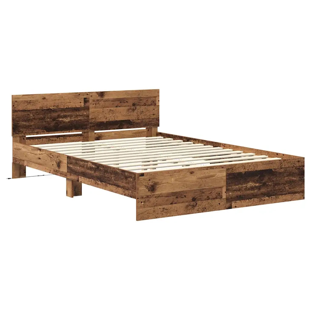 Letto matrimoniale | Letto per adulti | Struttura del letto con testiera Legno vecchio 120 x 200 cm
