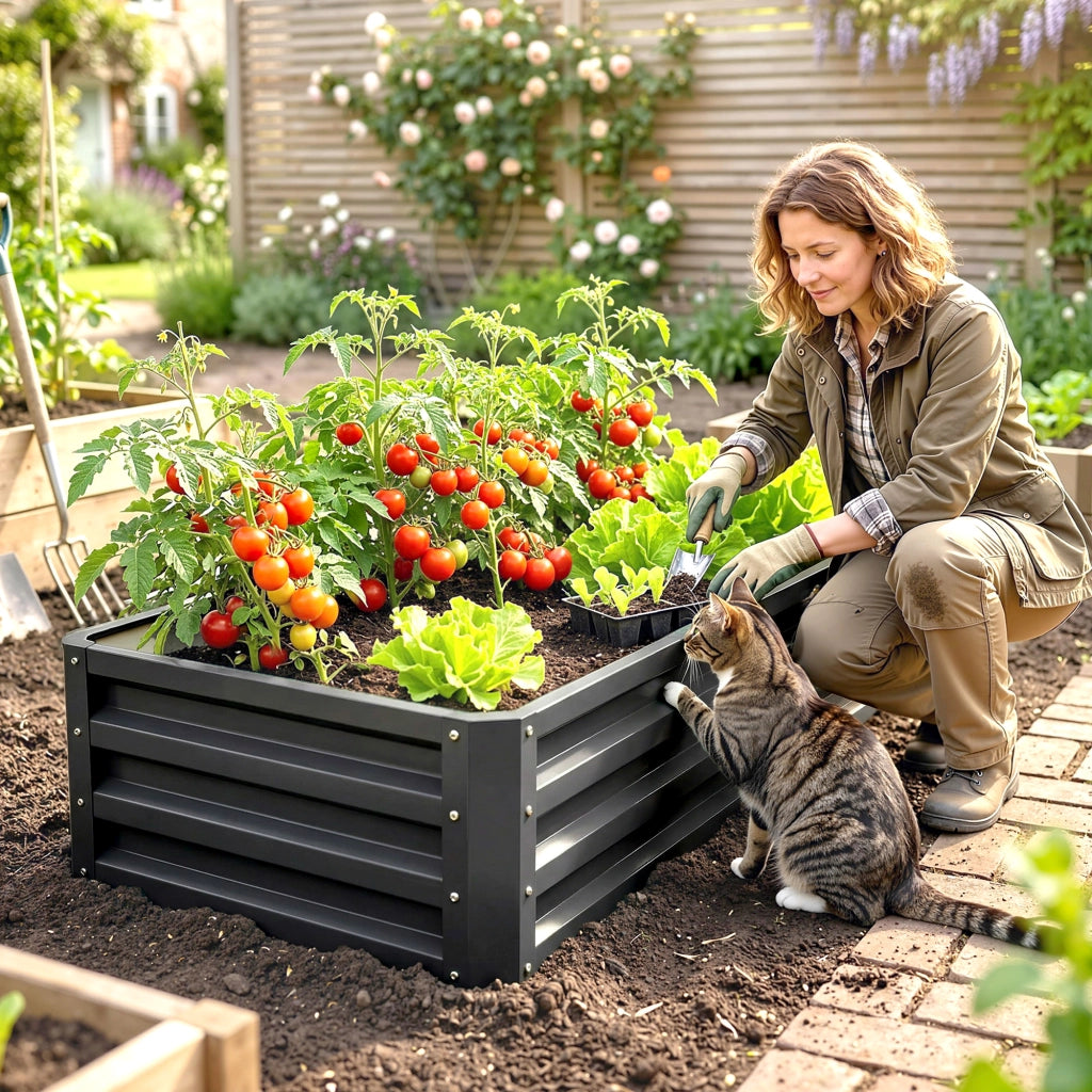 Fioriera rialzata rettangolare da giardino ¨C Xylo ¨C acciaio ondulato grigio 120x60x30,5 cm