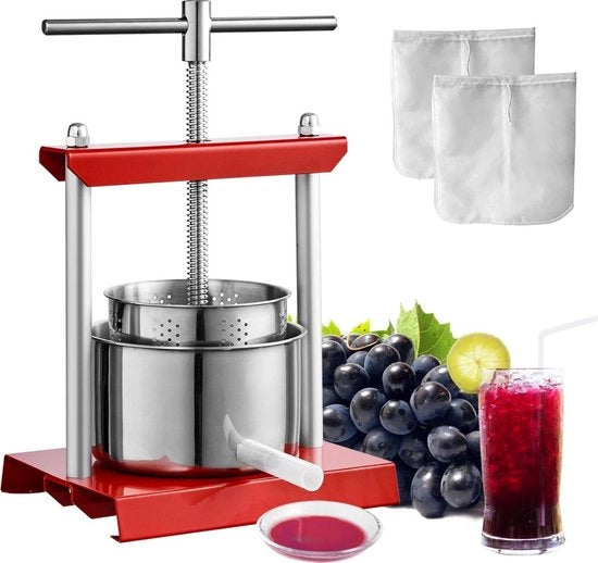 Saprifragante manuale per frutta - Drupeggiatrice - Centrifuga per verdure - Pressa per uva - RVS - 2 L