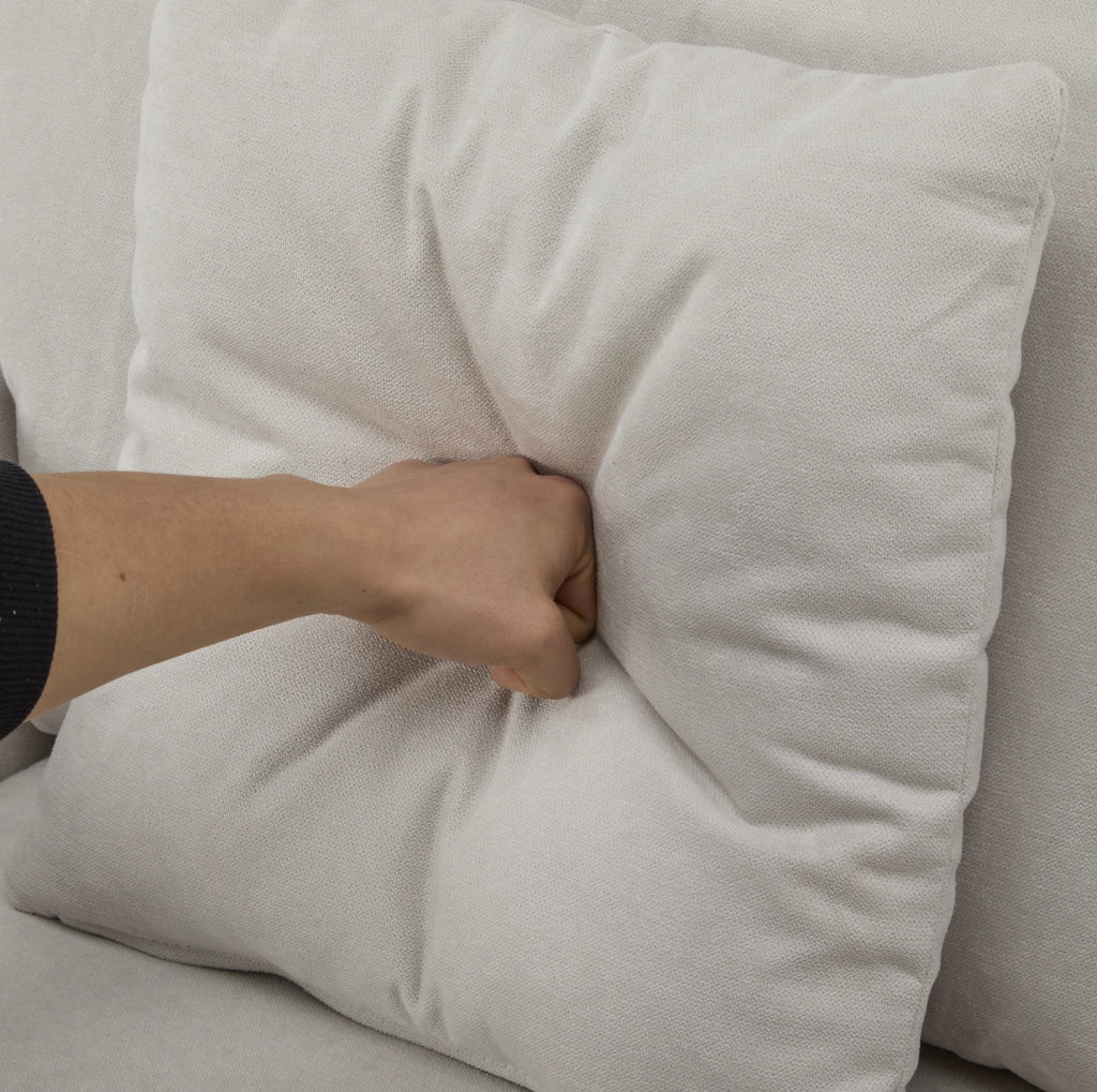 Divano letto angolare reversibile con USB e contenitore in flanella beige