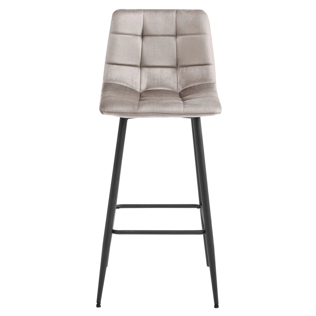 Set di 2 sgabelli da bar Arceto in velluto beige e metallo