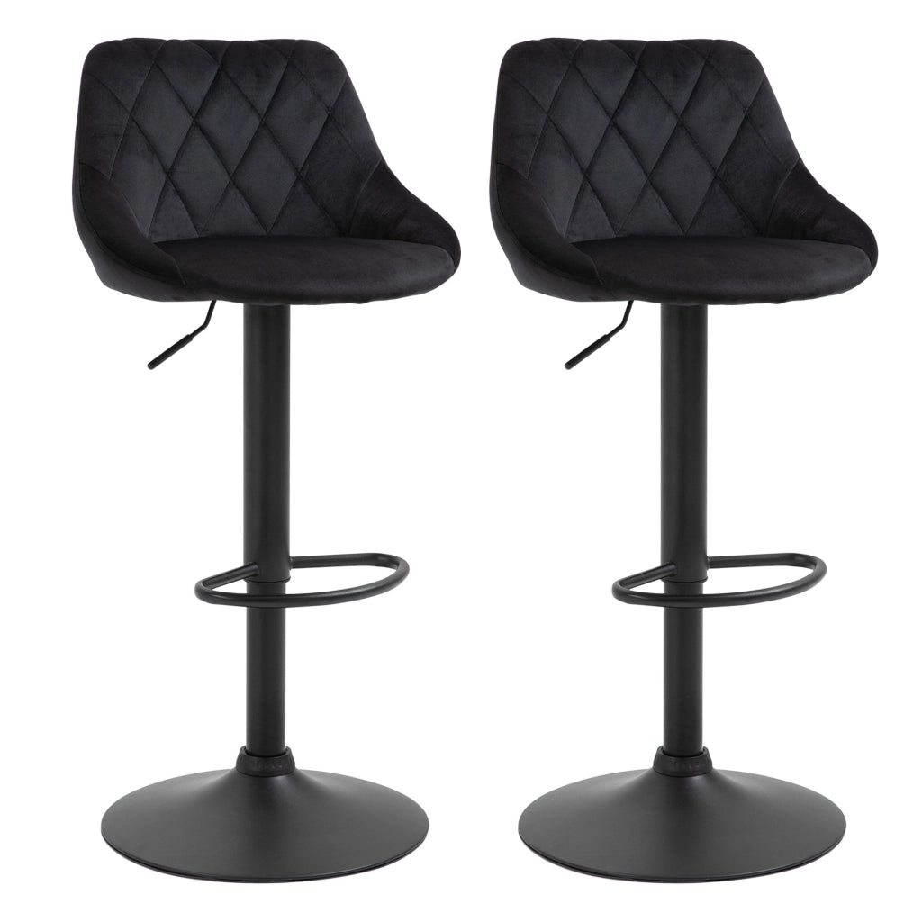 Set di 2 sgabelli da bar ¨C Minimal ¨C regolabili, girevoli, rivestimento in velluto, struttura in metallo nero