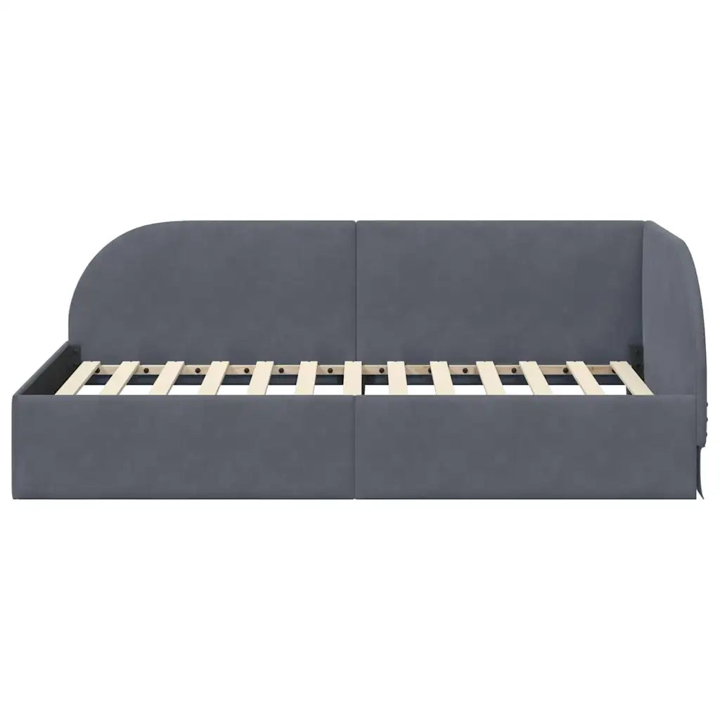Cornice del letto ad angolo Grigio scuro 90 cm x 200 cm Velluto 42016647