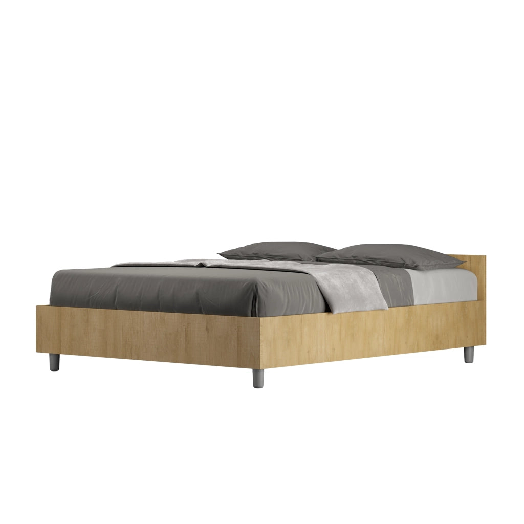BS COM Letto matrimoniale francese con rete 140x190 quercia