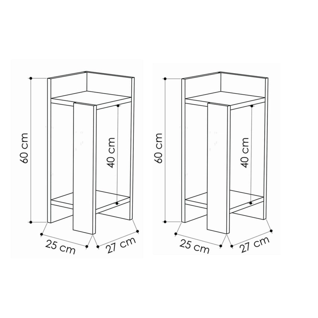 Tartano, set Comodini 4 Ripiani, Marrone Quercia