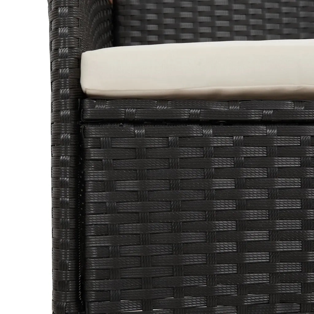 Set da Pranzo da Giardino 9 pz con Cuscini Nero in Polyrattan 3277535