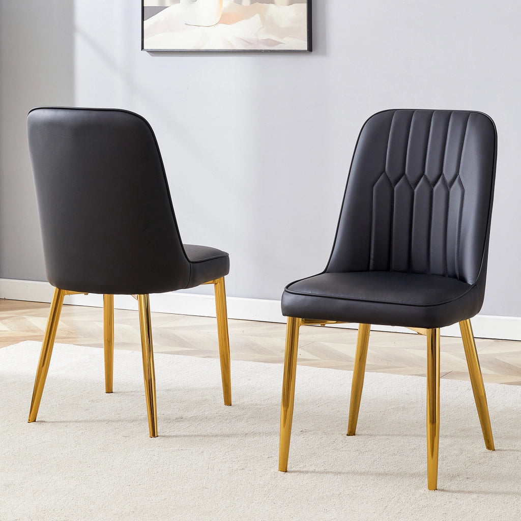 Sedie da Pranzo in Similpelle Nera con Gambe in Metallo ¨C MINIMAL ¨C Set 2 Pezzi