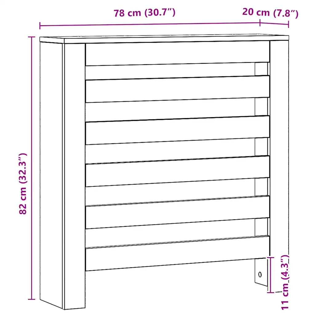 Copertura Termosifone Rovere Artigianale 78x20x82cm in Legno
