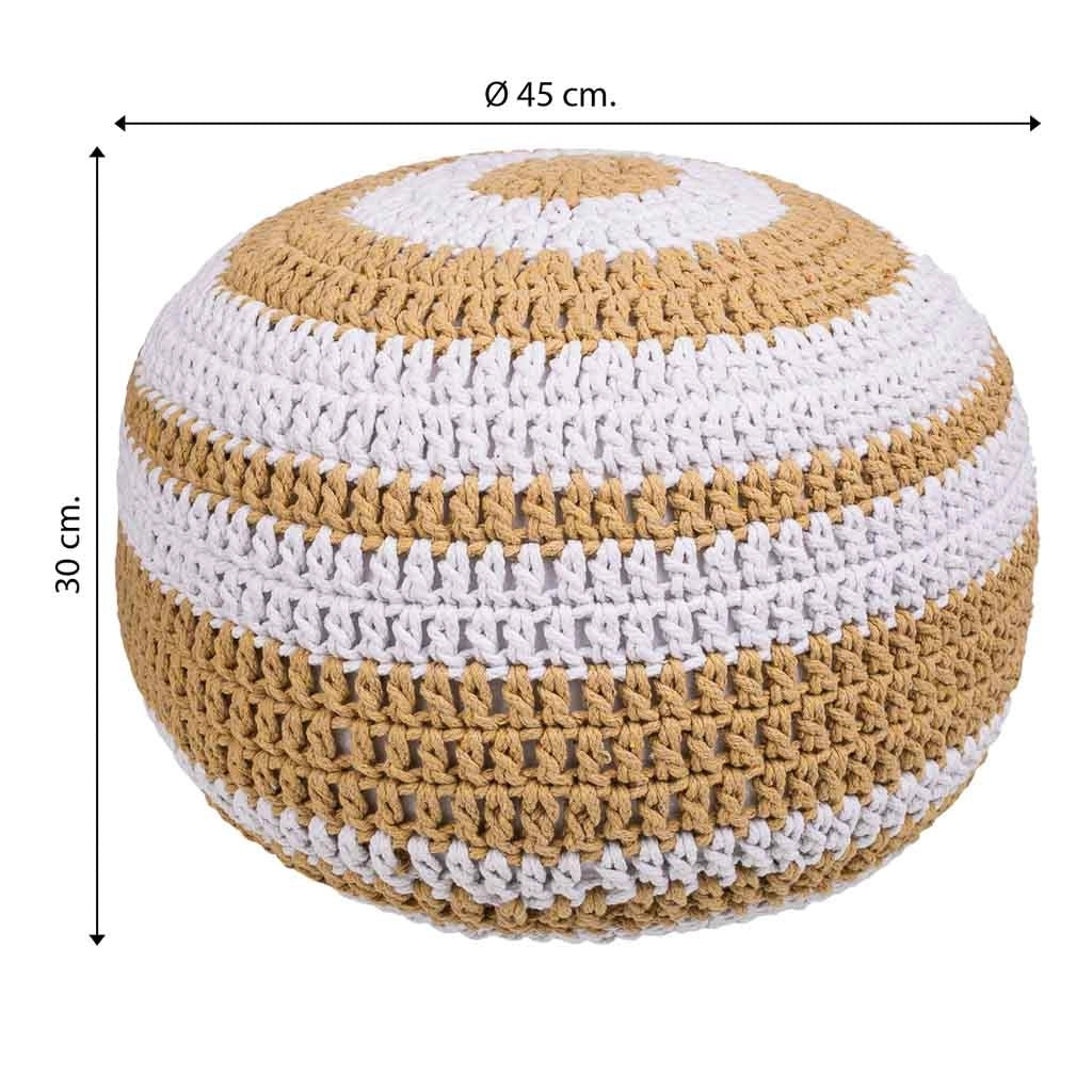 Puff de algodón trenzado marrón 45x45x30