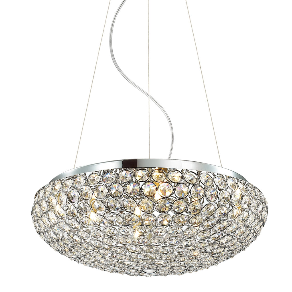 Lampadario Art Déco cromato con cristalli 7xG9 Santo