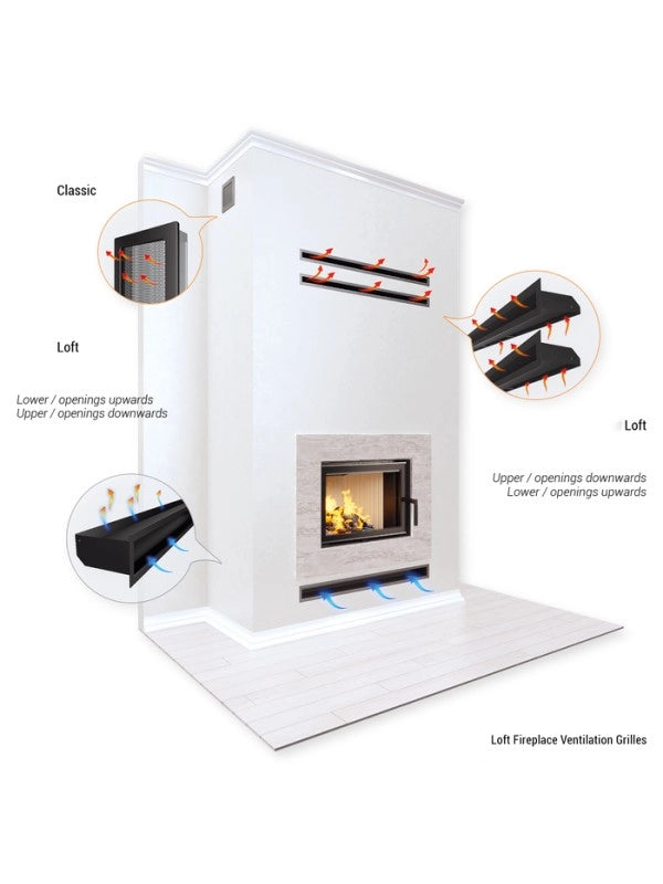 Griglia di ventilazione per camino Bianca - Loft 60x1000