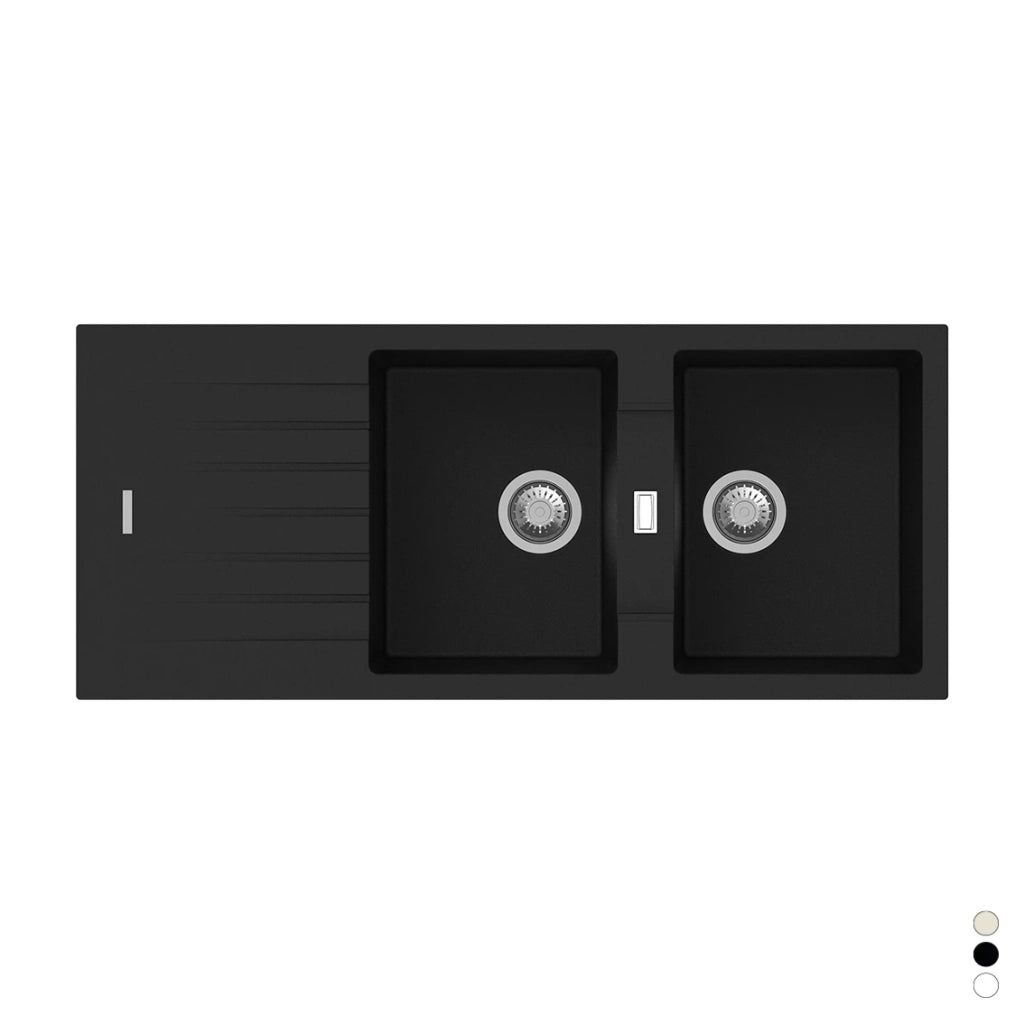 Lavello da incasso in materiale sintetico 2 vasche 116 cm – Avena