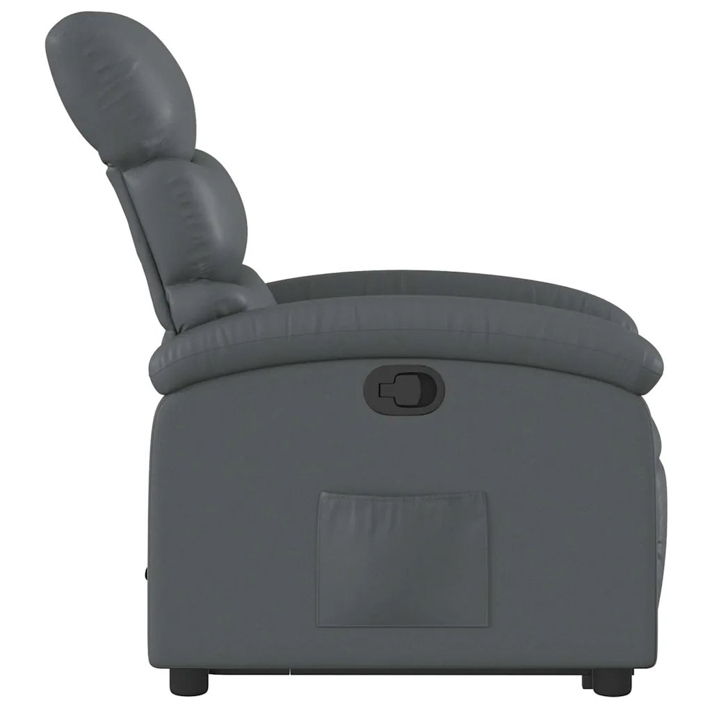 Poltrona | Sedia Relax Alzapersona Reclinabile Grigio in Similpelle